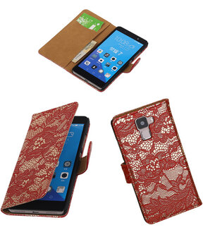 Huawei Honor 7 Lace Kant Bookstyle Wallet Hoesje Rood