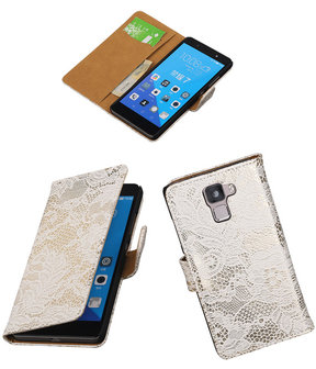 Huawei Honor 7 Lace Kant Bookstyle Wallet Hoesje Wit