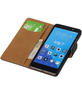 Huawei Honor 7 Croco Bookstyle Wallet Hoesje Zwart