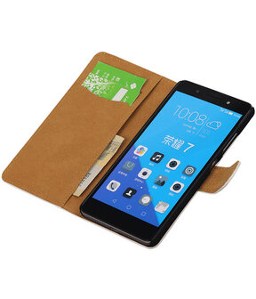 Huawei Honor 7 Effen Bookstyle Wallet Hoesje Wit