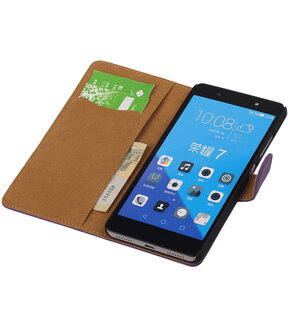 Huawei Honor 7 Effen Bookstyle Wallet Hoesje Paars