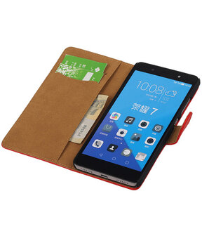Huawei Honor 7 Effen Bookstyle Wallet Hoesje Roze