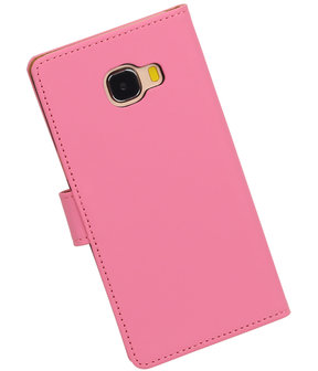 Roze Effen booktype wallet cover hoesje voor Samsung Galaxy C5