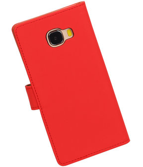 Rood Effen booktype wallet cover hoesje voor Samsung Galaxy C5