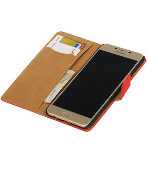 Rood Effen booktype wallet cover hoesje voor Samsung Galaxy C5