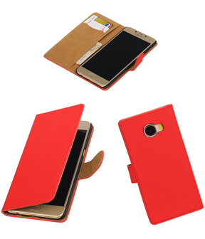 Rood Effen booktype wallet cover hoesje voor Samsung Galaxy C5