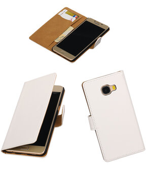 Wit Effen booktype wallet cover hoesje voor Samsung Galaxy C5