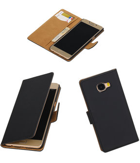 Zwart Effen booktype wallet cover hoesje voor Samsung Galaxy C5