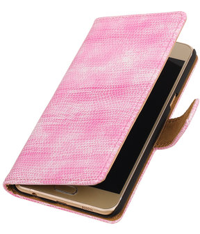 Roze Mini Slang booktype wallet cover hoesje voor Samsung Galaxy C5