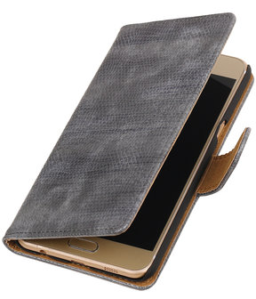 Grijs Mini Slang booktype wallet cover hoesje voor Samsung Galaxy C5