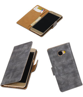 Grijs Mini Slang booktype wallet cover hoesje voor Samsung Galaxy C5