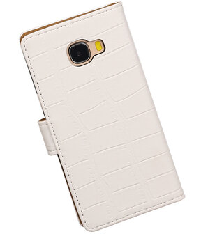 Wit krokodil booktype wallet cover hoesje voor Samsung Galaxy C5