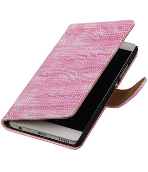 Roze Mini Slang booktype wallet cover hoesje voor Huawei P9 Plus