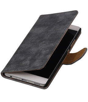 Grijs Mini Slang booktype wallet cover hoesje voor Huawei P9 Plus