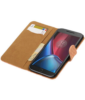 Roze Slang booktype wallet cover hoesje voor Motorola Moto G4 / G4 Plus