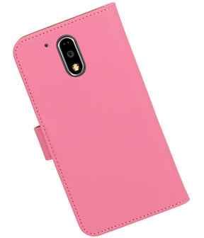 Roze Effen booktype wallet cover hoesje voor Motorola Moto G4 / G4 Plus