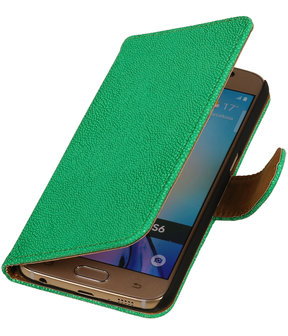 Groen Ribbel booktype wallet cover hoesje voor Huawei Ascend G6