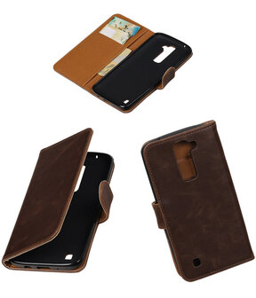 Mocca Pull-Up PU booktype wallet cover hoesje voor LG K7