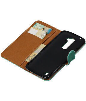 Groen Pull-Up PU booktype wallet cover hoesje voor LG K7