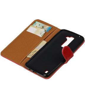 Rood Pull-Up PU booktype wallet cover hoesje voor LG K7