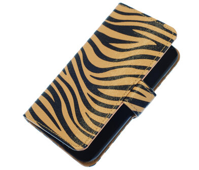 Bruin Zebra booktype wallet cover hoesje voor Nokia Lumia 920