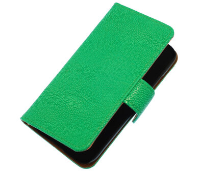 Groen Ribbel booktype wallet cover hoesje voor Samsung Galaxy Note 2