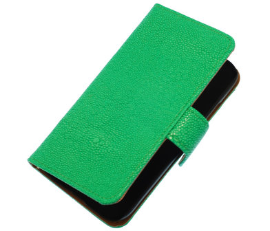 Groen Ribbel booktype wallet cover hoesje voor Nokia Lumia 620