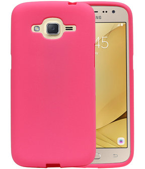 Roze Zand TPU back case cover hoesje voor Samsung Galaxy J2 2016