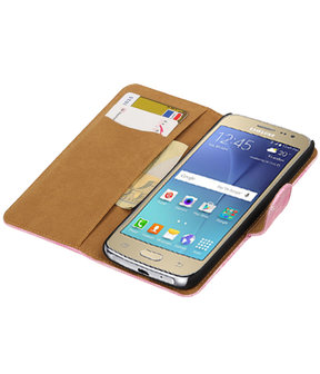 Roze Mini Slang booktype wallet cover hoesje voor Samsung Galaxy J2 2016