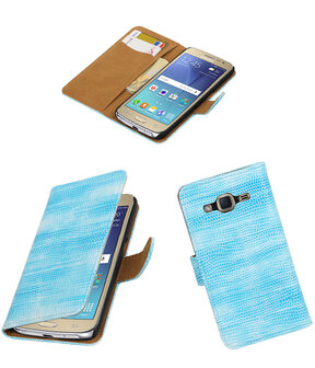 Turquoise Mini Slang booktype wallet cover hoesje voor Samsung Galaxy J2 2016