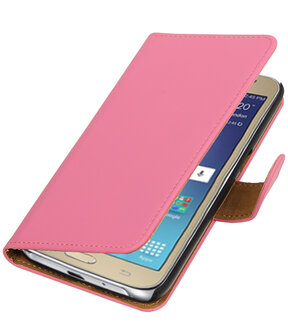 Roze Effen booktype wallet cover hoesje voor Samsung Galaxy J2 2016