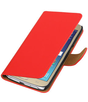 Rood Effen booktype wallet cover hoesje voor Samsung Galaxy J2 2016
