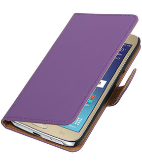 Paars Effen booktype wallet cover hoesje voor Samsung Galaxy J2 2016