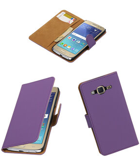 Paars Effen booktype wallet cover hoesje voor Samsung Galaxy J2 2016