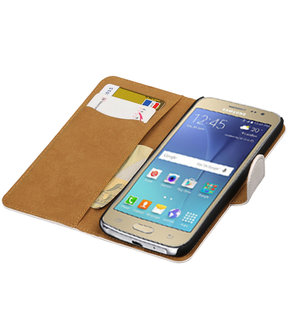 Zwart Effen booktype wallet cover hoesje voor Samsung Galaxy J2 2016