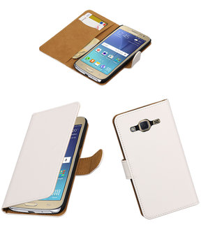Zwart Effen booktype wallet cover hoesje voor Samsung Galaxy J2 2016