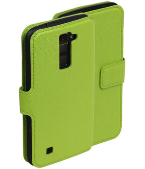 Groen LG K10 TPU wallet case booktype hoesje HM Book