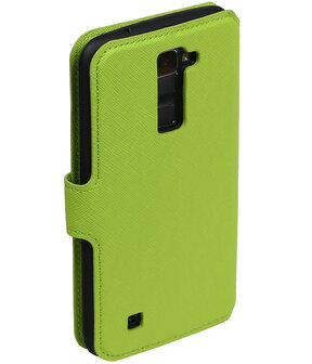 Groen LG K10 TPU wallet case booktype hoesje HM Book