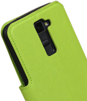 Groen LG K10 TPU wallet case booktype hoesje HM Book