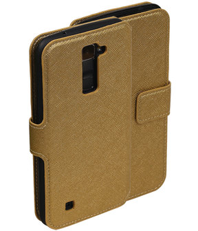 Goud LG K10 TPU wallet case booktype hoesje HM Book