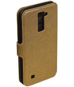 Goud LG K10 TPU wallet case booktype hoesje HM Book