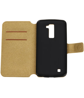 Goud LG K10 TPU wallet case booktype hoesje HM Book