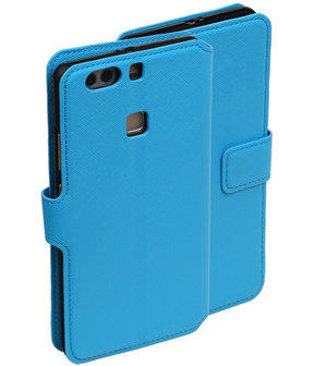 Blauw Huawei P9 TPU wallet case booktype hoesje HM Book