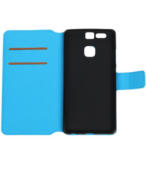 Blauw Hoesje voor Huawei P9 TPU wallet case booktype HM Book