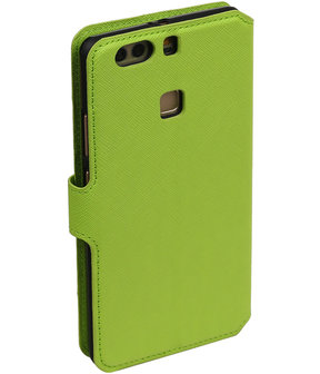 Groen Huawei P9 TPU wallet case booktype hoesje HM Book