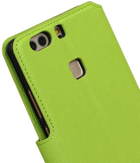 Groen Huawei P9 TPU wallet case booktype hoesje HM Book