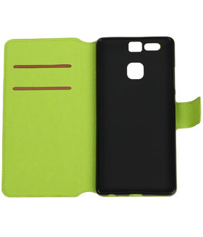 Groen Huawei P9 TPU wallet case booktype hoesje HM Book