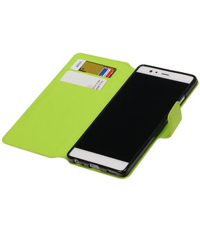 Groen Huawei P9 TPU wallet case booktype hoesje HM Book