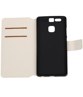 Wit Huawei P9 TPU wallet case booktype hoesje HM Book