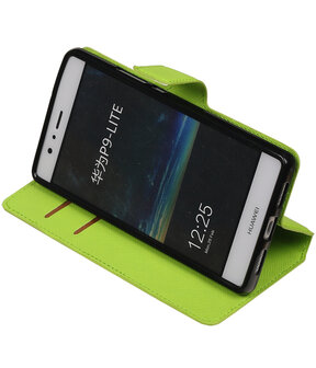 Groen Huawei P9 Lite TPU wallet case booktype hoesje HM Book